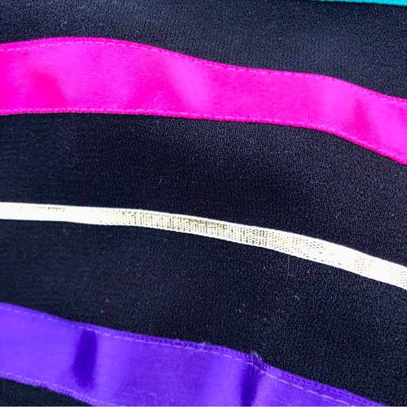 Vintage 80’s Maggy London Petites Striped Ribbon Cropped Blazer Sz. 6 - Picture 7 of 13